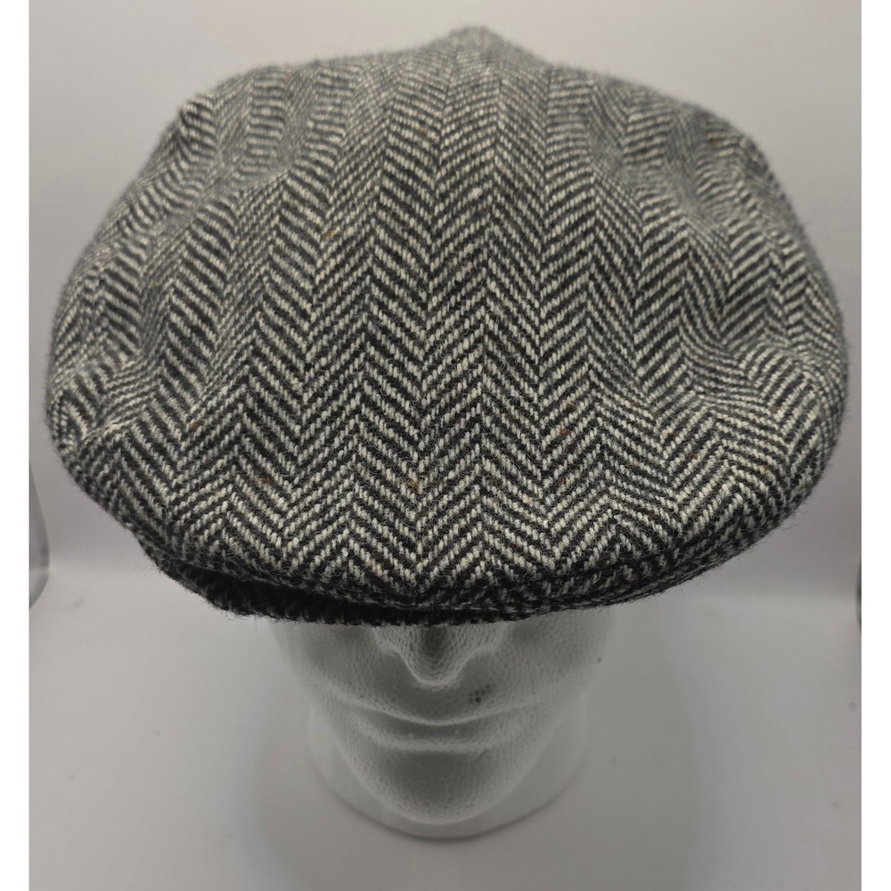 Headmaster Herringbone Flat Cap 6 7/8 Driver Gatsby Scully Hat - Picture 2 of 10